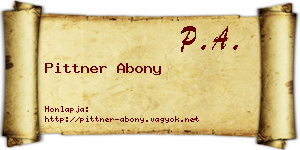 Pittner Abony névjegykártya